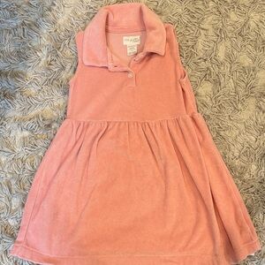 Little Me Coral Pink Terry Polo Dress for Girls - Sleeveless Casual